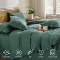 thumbnail image 4 of Cotton Duvet Cover Queen Size Pinstriped Comforter Cover with Button Washed Cotton Breathable Soft Solid Bedding Set Duvet Cover ×in & Pillowcases (NO Comforter), 4 of 9