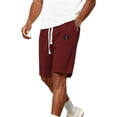 thumbnail image 3 of Bbyeadc Mens Shorts Waffle Knit Drawstring Shorts Straight Leg Solid Color Soft Bottoms for Daily Wear with Pocket,Red (XXX-Large), 3 of 5