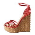 thumbnail image 2 of FSJ Women Sexy Rivet Studded Platform Wedges High Heel Sandals Peep Toe Ankle Strap Buckle Strappy Party Vacation Shoes Size 8 Red, 2 of 4