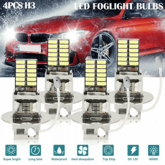 4x H3 superhelle 24 LED Nebelscheinwerfer DRL Glühbirnen Umbausatz 6000K we F2T9