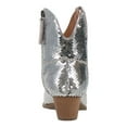 thumbnail image 4 of YDN Women Womens Sequins Closed Toe Ankle Booties Block Low Heel Side Zip Western Boots Sparkle Fall Weather Dress Shoes Size 9.5 Silver, 4 of 4