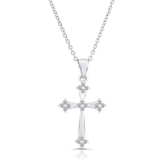 Tilo Sterling Silver Cubic Zirconia Cross Charm Religious Pendant Necklace, 18''