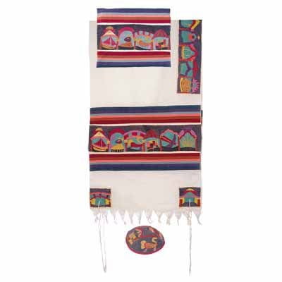 Yair Emanuel Embroidered Cotton Tallit - Twelve Tribes TFE-6 42" X 77"