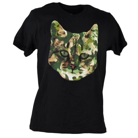 Urban Pipeline Camouflage Kitten Head Hat Black Mens Graphic Tshirt Tee XLarge