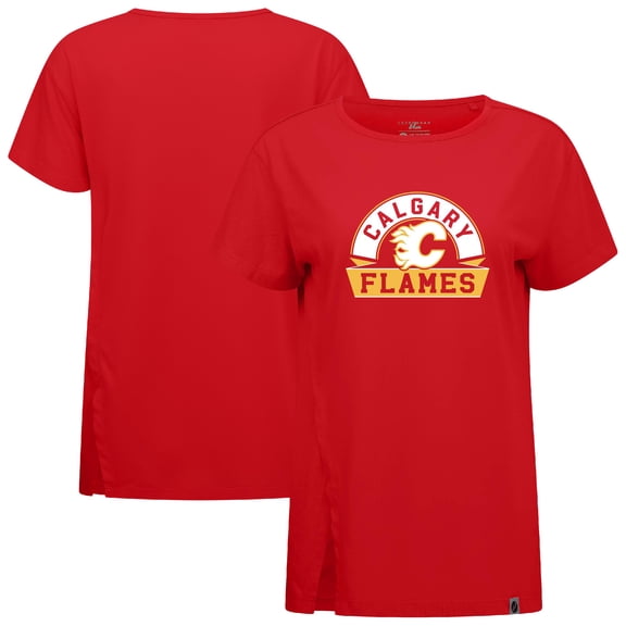 Women's Levelwear  Red Calgary Flames Influx Banner Arch T-Shirt