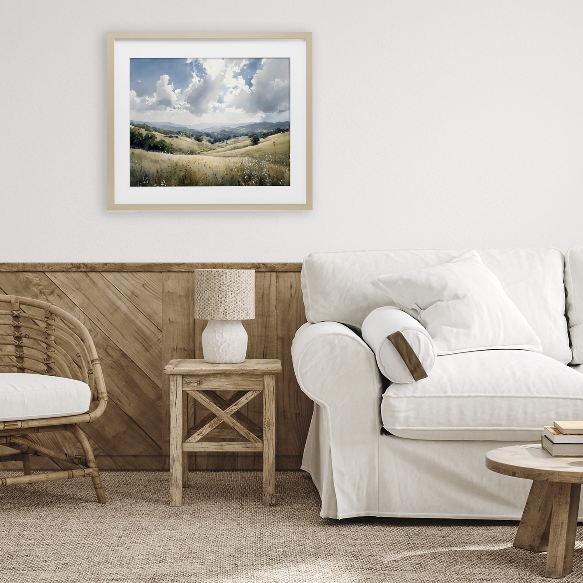 Stupell Industries Distant Hill House in Meadow Birch Framed Print Under Glass, design by Franklyn Gregory