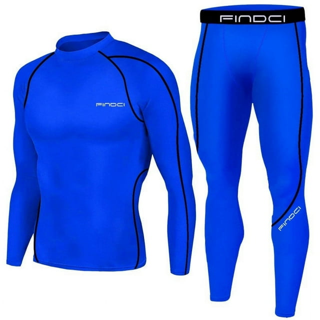 Men's Compression Shirt Set Long Sleeve Workout Set Compression Pants Top Long Sleeve Base Layer