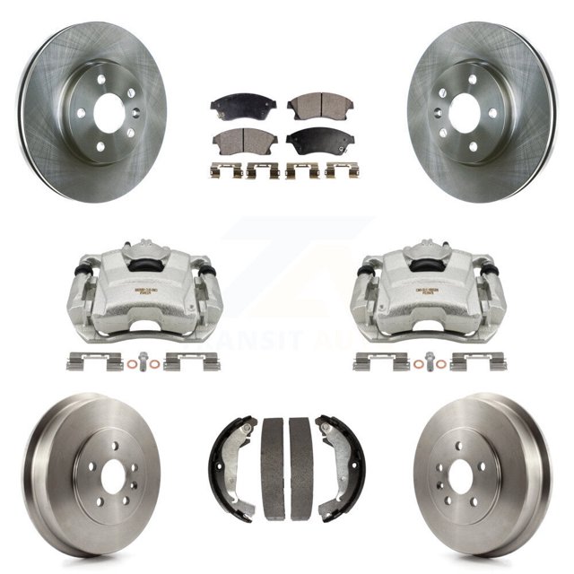 Transit Auto Front Rear Disc Brake Caliper Rotors Drums Ceramic Pads Kit (8Pc) for Car Chevrolet Cruze Limited KC8-100800T