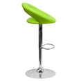 thumbnail image 2 of Contemporary Green Vinyl Rounded Orbit-Style Back Adjustable Height Barstool with Chrome Base, 2 of 6