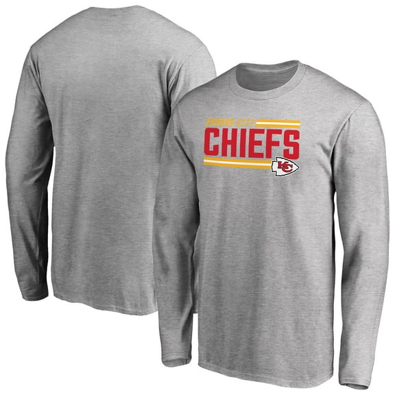 Men's Ash Kansas City Chiefs Iconic Collection On Side Stripe Long Sleeve T-Shirt