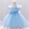 thumbnail image 5 of Generic Pageant Dresses for Girls Kid Toddler Baby Girl Spring Summer Bow Tie Tulle Ruffle Bubble Sleeve Princess Dress for Fashion Casual Birthday Holiday Party Gowns(6-12 Months,Blue), 5 of 5