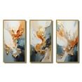 thumbnail image 2 of Designart "Golden Sunrise Abstract in Gold and Navy Blue II" Abstract Painting Framed Wall Art Set Of 3 - Gold Modern Frame Gallery Wall Set For Home Decor, 2 of 6