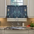thumbnail image 2 of Yayeee Kitchen Curtains Tier Pair Light Filtering 27"x36" Rod Pocket Short Cafe Window Panel, Dark Star Map, 2 of 7