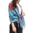 thumbnail image 4 of Sakkas Soffia Damask Rose Super Soft and Warm Pashmina Scarf Shawl Vegan Work - Turq/red - One Size Regular, 4 of 5