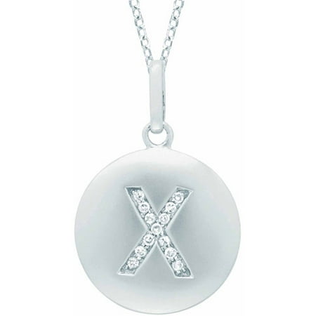 Diamond Accent Sterling Silver Round Initial X Disc Pendant