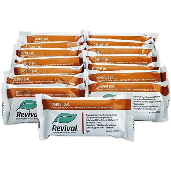 revival peanut pal soy protein bar, 20g of natural soy protein 160mg