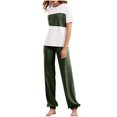 thumbnail image 5 of SnZhen Two Piece Sets for Women Summer Women's Stylish Casual Suit Round Neck Short-sleeved Wide-leg Pants Two-piece Set, 5 of 6