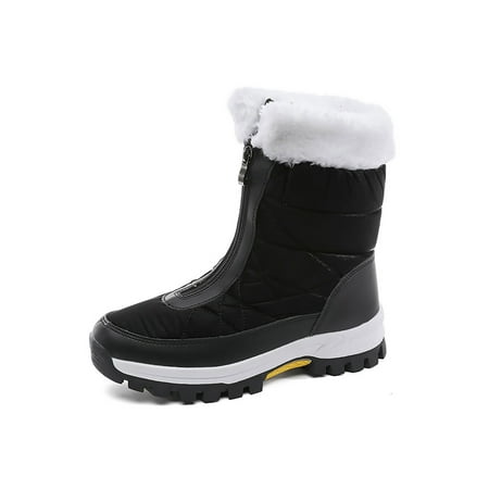 

Zodanni Womens Mid Calf Boot Fuzzy Snow Boots Plush Lining Winter Shoes Ladies Warm Shoe Outdoor Casual Round Toe Black 5.5