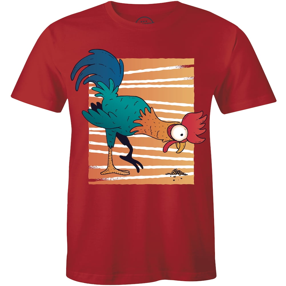 Funny Funky Rooster Eating Chicken Breed Lover Men's Gift Cartoon T-Shirt -  