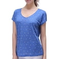 thumbnail image 2 of Richie House Women's Linen T-shirt with starfish print RH2027-A-M, 2 of 6