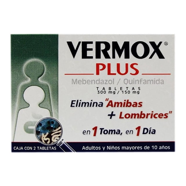 Desparasitante Vermox Plus 300 mg/150 mg 2 tabletas