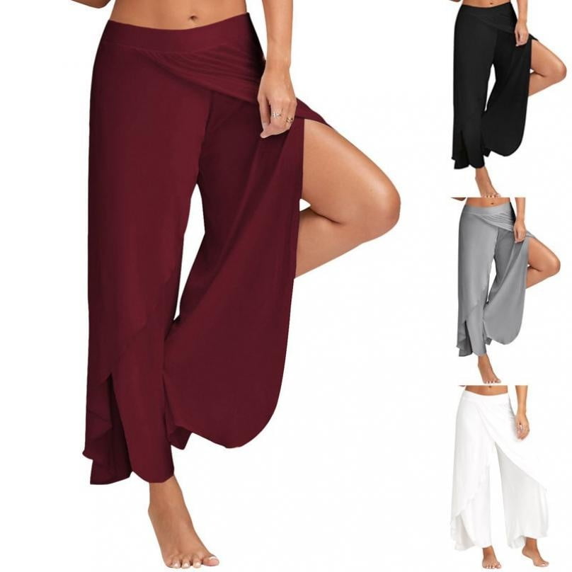 high slit flowy layered palazzo pants