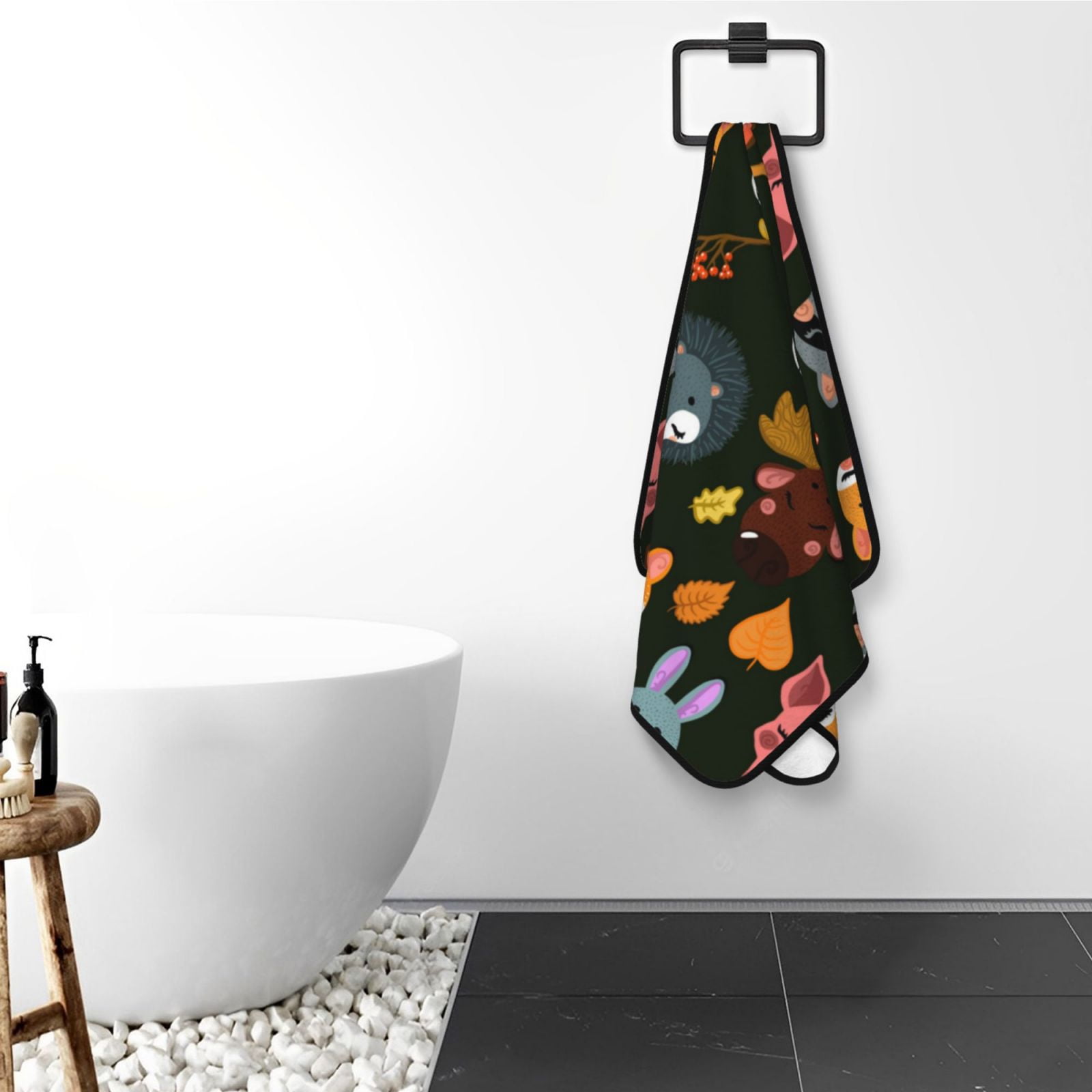 Cotton Bath Towels for Bathroom - Forest Animal Faces Microfiber Quick Dry Towels for Body Bath Sheets, Personalized Beach Towel, Soft Shower Towels for Travel Home Beach 27*55in