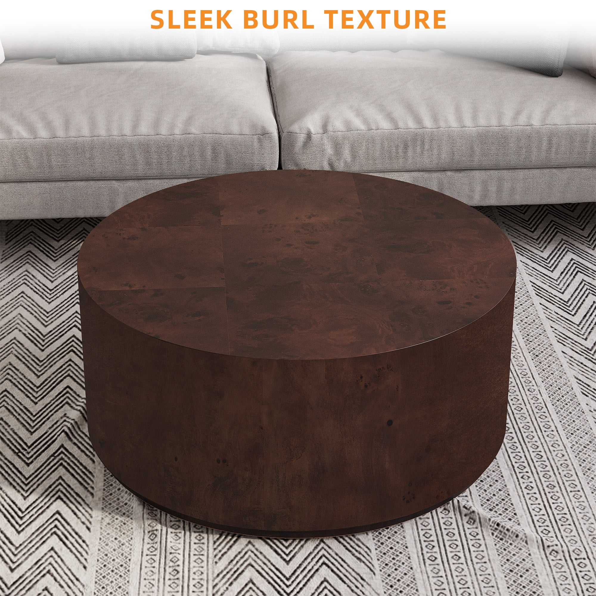 Uforic 16''H Burl Wood Coffee Table, Natural Coffee Side Table for Living Room & Office, Brown