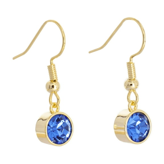 Lionhead Jewelry September Birthstone Blue Bohemian Crystal Sapphire Drop Earrings, Gold