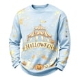 thumbnail image 2 of Mens Retro Autumn Carnival Halloween Candle Maple Leaf Graphic Cotton Blend Crewneck Sweatshirt Fall Festival Casual Long Sleeve Pullover Blue L, 2 of 4