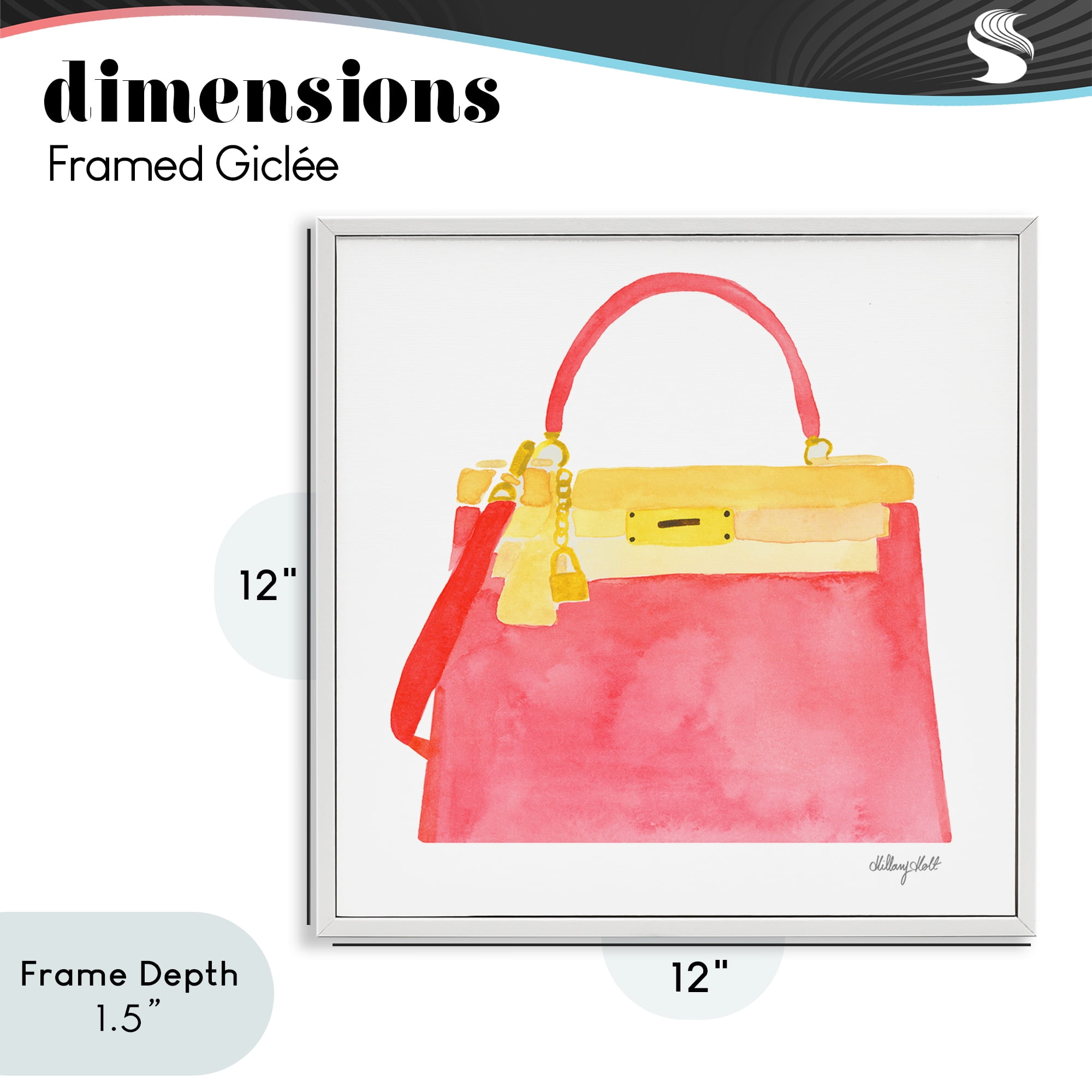 Stupell Industries Elegant Coral Handbag White Framed Giclee Art, design by Hillary Holt