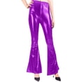thumbnail image 2 of Women's Shiny Leather Flared Pants in Multiple Colors, 2 of 7