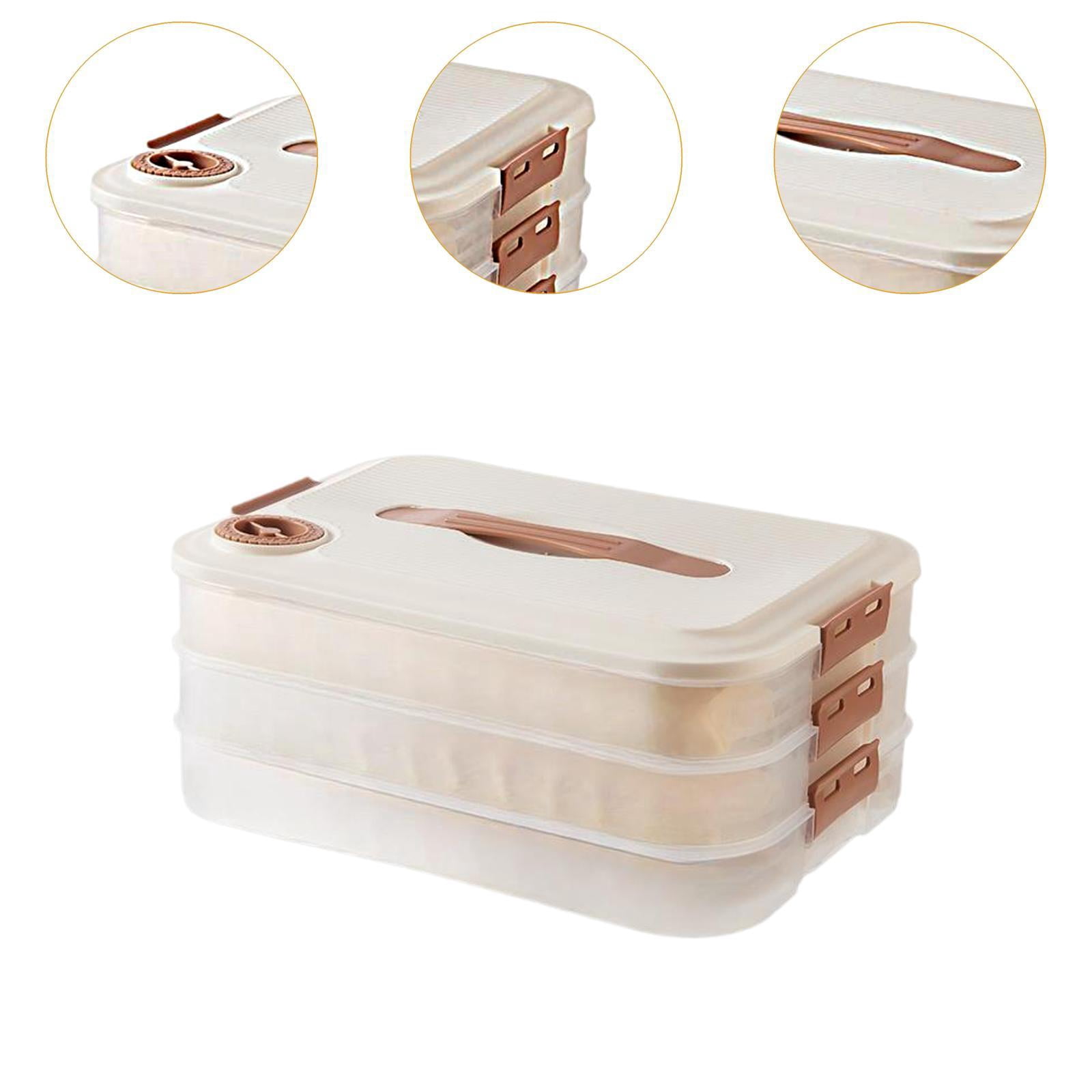 TISHITA Food Storage Container Dumpling Storage Box Reusable Food Preservation Box Refrigerator Organizer for Snack Fridge Three Layers