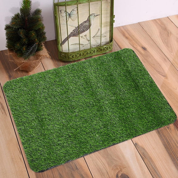 Minkissy 2Pcs Artificial Grass Outdoor Rug Green Polypropylene Grass Carpet Outdoor for Patio
