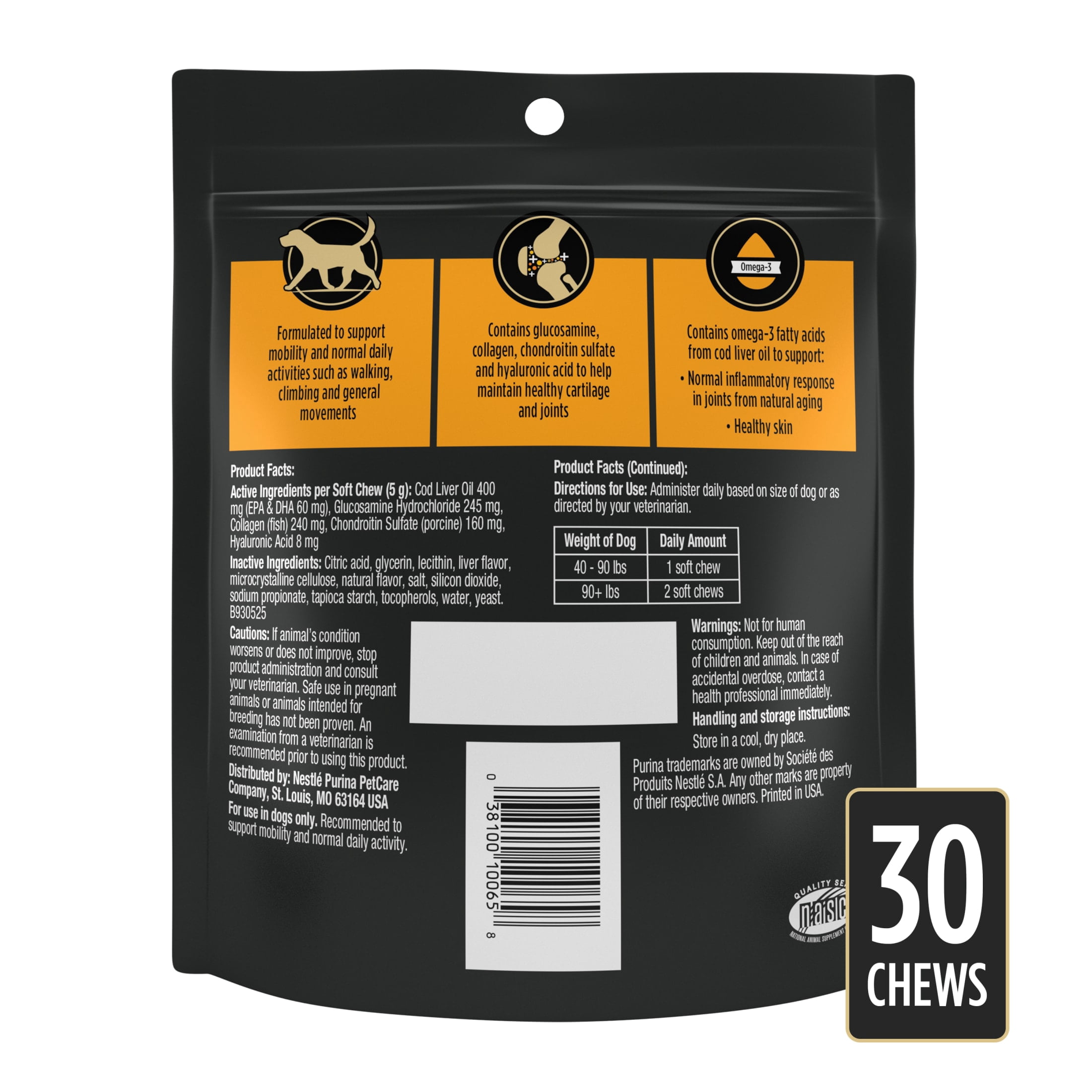 Purina Pro Plan Veterinary Supplements Joint Care Mobility Canine Joint Supplement Hip and Joint Dog Chews, 5.29 oz.