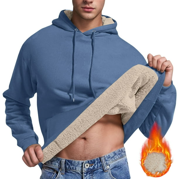 Sudadera con capucha para hombre, jersey de cuello alto, elástico, de color liso, de poliéster.