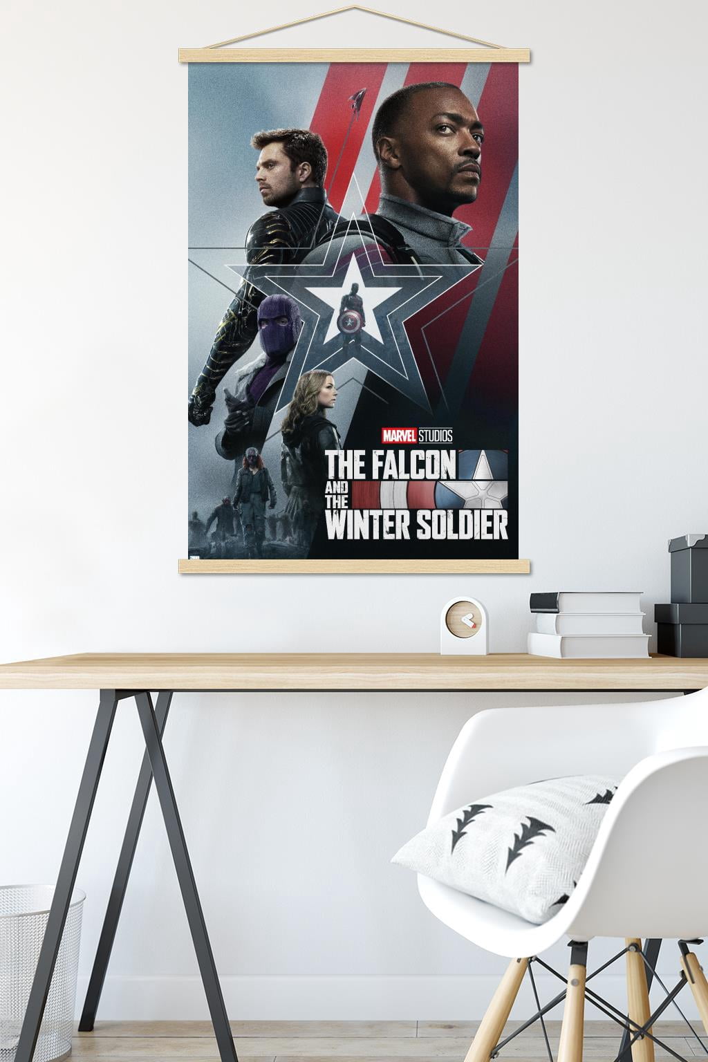 Marvel Falcon and Winter Soldier - Group One Sheet Wall Poster with Wooden Magnetic Frame, 22.375" x 34"