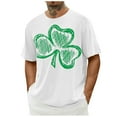 thumbnail image 5 of lcziwo St Patricks Days Shirts Men Green Shamrock Print Tees Casual Streetwear Short Sleeve Pullover Tops Crewneck Big and Tall Daily T Shirts Holiday Sales,White,XL, 5 of 6