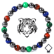 HESHPAWS Tiger Eye Hematite  Multicolor Bracelet,Natural Gemstone Unisex  Bracelets