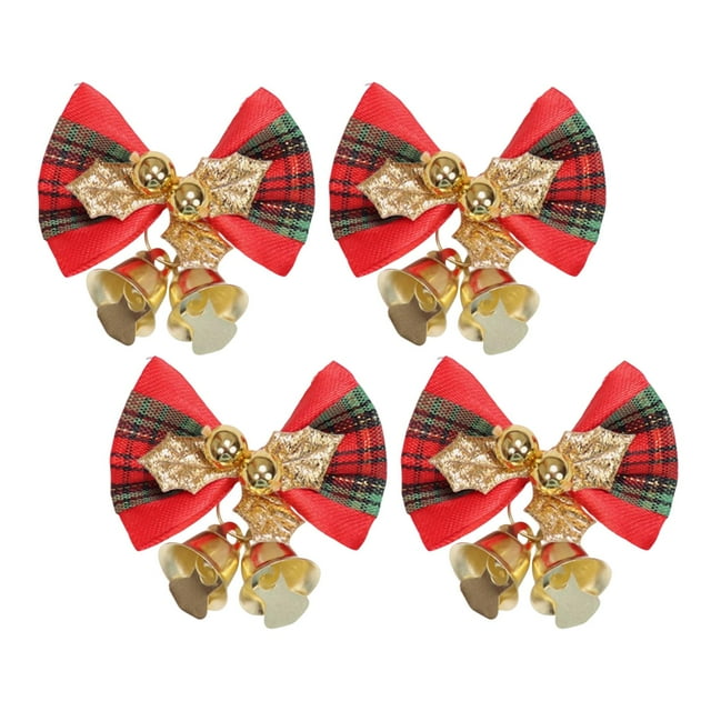 4x Árbol De Navidad Decoración Colgante Artesanía Arco De Navidad Campana Casa De Vacaciones Aureato De Arco A Cuadros Sunnimix Campana de lazo Topper