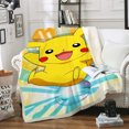thumbnail image 2 of Bonita manta de franela de Pikachu con dibujos animados, cálida, para sofá, cama, sala de estar, para niños y adultos, 50 x 60, color 4, 2 of 3