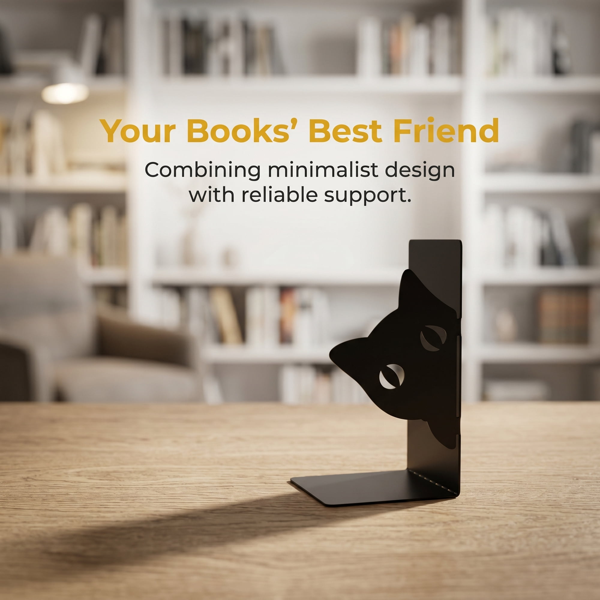Unique Bargains 2Pcs Decorative Cartoon Metal Bookends Black 4.7*6.7*6.7inch