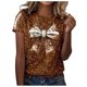 thumbnail image 1 of Blusas de Manga Corta para las Mujeres, Moda Impresa Cuello Redondo Camiseta Superior, Ligero Poliéster Casual, 1 of 5