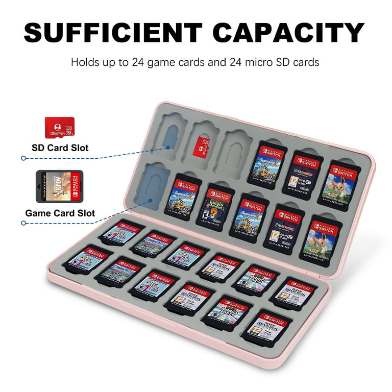 Skycase Switch Game Case for Nintendo Switch with Mirco SD Cards Holder, Portable Switch Game Card Case with 24 Game Card Slots & 24 Micro SD Card