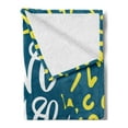 thumbnail image 2 of Live Laugh Love Soft Flannel Fleece Throw Blanket, Romantic Ornate Poster Design with an Inspirational Saying, Cozy Plush for Indoor and Outdoor Use, 50" x 60", Violet Blue White Yellow, by Ambesonne, 2 of 5