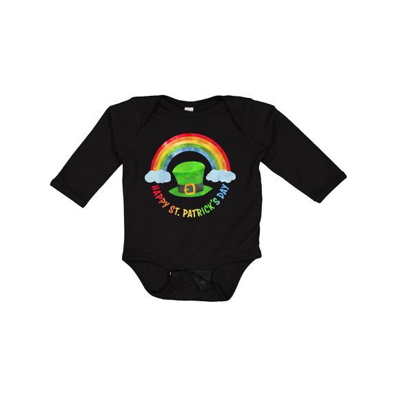 Inktastic Happy St. Patrick's Day Rainbow and Hat Boys or Girls Long Sleeve Baby Bodysuit