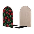 thumbnail image 2 of Zufioo Cherry Print Wooden Bookends, Metal Bookshelf Non-slip Bookends, Home Furnishings Suitable for Bookcases Offices, 2 of 8
