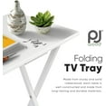 thumbnail image 4 of PRZL Conventional Solid and Sturdy Wood Construction Portable Folding TV Snack Tray Table Desk Serving Stand, White (2-Piece Set), 4 of 16