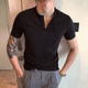 thumbnail image 2 of Camiseta lisa con cuello en V para hombre, camiseta de algodón y lino de verano, ropa holgada para hombre, camisetas de calle para fiesta, estilo Kpop, informal, estética, elegante, tallas grandes, 2 of 5