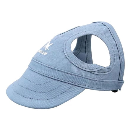 Adjustable Cat Dog Travel Sports Sun Cap Pet Baseball Hat Visor Hat Ear Holes BLUE XL